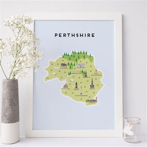 Perthshire Map Illustrated Map of Perthshire Print / Travel Gifts / Gifts for Travellers ...