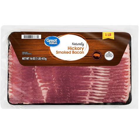 Great Value Sliced Hickory Smoked Original Bacon 16 Oz Walmart