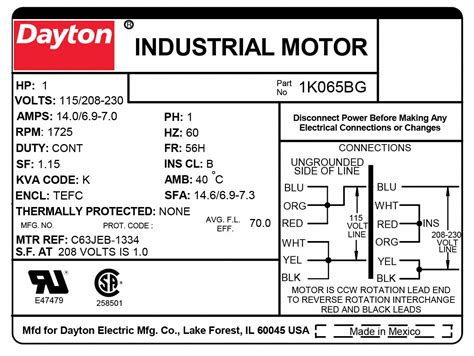 Dayton Electric Motor Wiring Diagram