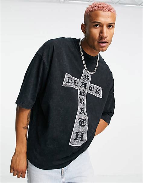 Asos Design Oversized Band T Shirt With Black Sabbath Prints In Black