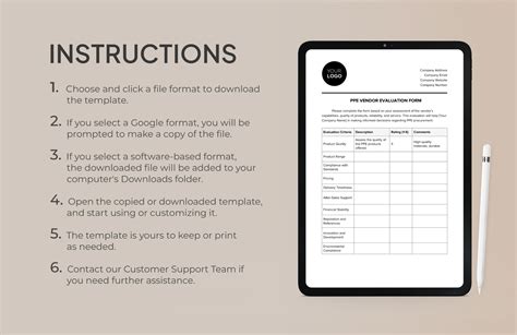 Ppe Vendor Evaluation Form Template In Word Pdf Google Docs