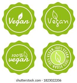 Vegan Button Und Vegetarisch Banner Set Stock Vector Royalty Free