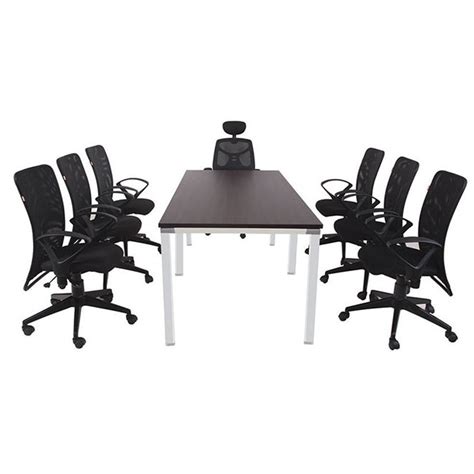 Brown White Rectangular Geeken Rectangle Wooden Conference Table