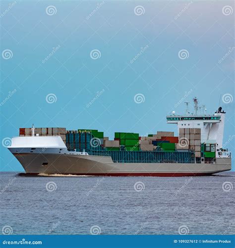 Grey Container Ship Underway Stock Photo Image Of Cargo Metal 109327612