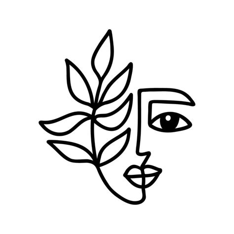 One Line Beautiful Woman Face Illustration Vector Single Line With