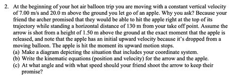 Solved 2 At The Beginning Of Your Hot Air Balloon Trip You Chegg