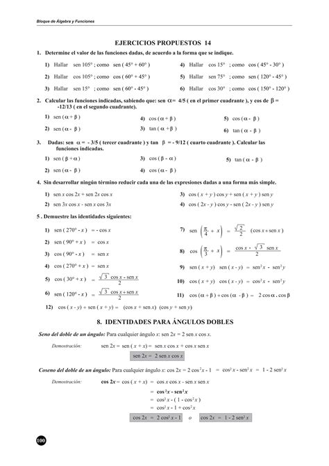 Identidades Trigonométricas Pdf