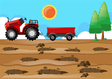 Farm scene with tractor in the field 369684 Vector Art at Vecteezy