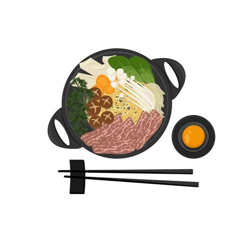 Japanese Sukiyaki In A Hot Pot Illustration Logo Vector Art At Vecteezy