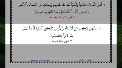 سورة الأعراف الآية آية رقم 96 Surah Alaaraf Ayah بالقراءات العشر الصغرى