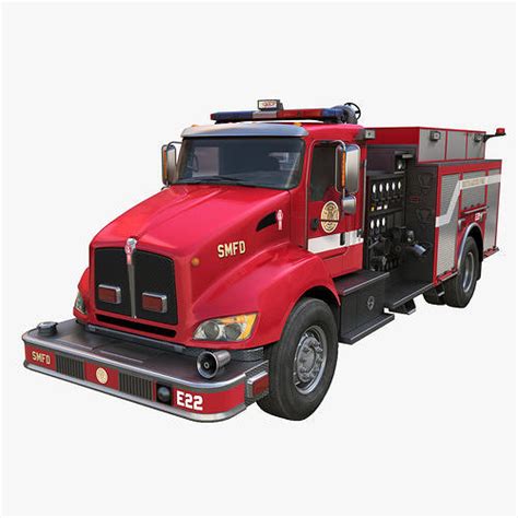 D Model Kenworth T Firetruck Vr Ar Low Poly Cgtrader