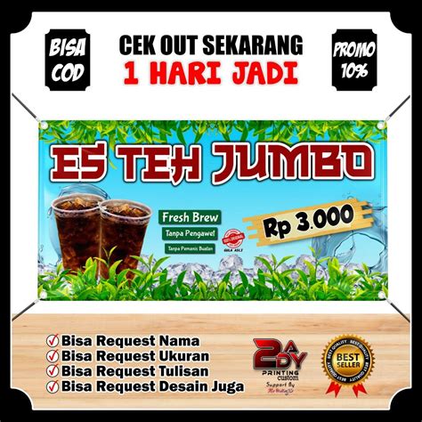 Jual Spanduk Banner Minuman Es Teh Manis Lemon Tea Teh Jumbo Bisa