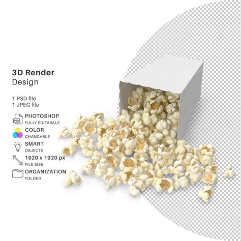 Premium Psd Movie Popcorn 3d Modeling Psd File Realistic Popcorn