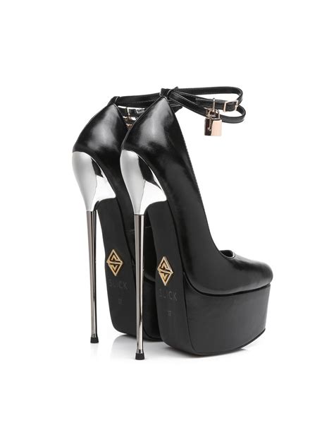 Black Essence Giaro Slick Platform Pumps With Locking Ankle Strap