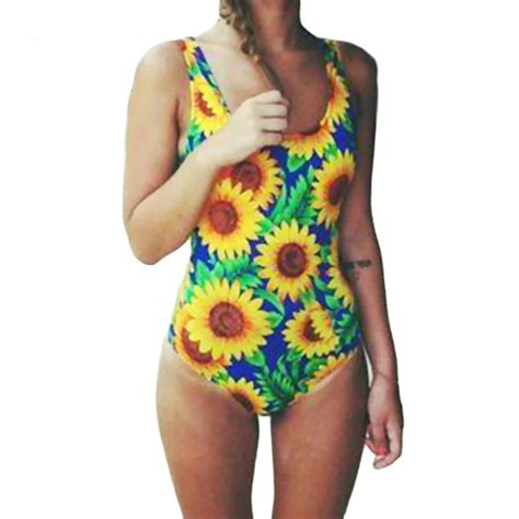 Sexy Female Bodysuit Swimwear Print Monokini Bathing Suit Bikini