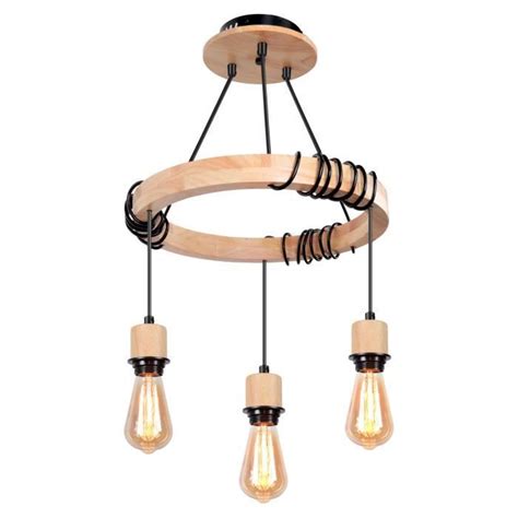 Uni Suspension En Bois Style Industrielle R Tro Corde De Chanvre