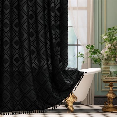 Inosoo Black Boho 72 X 72 Shower Curtain Water Resistant Tufted