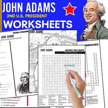 John Adams Biography Coloring Word Scramble Crossword Wordsearch U S P