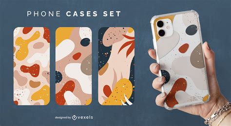 Abstract Terrazzo Shapes Phone Cases Set Vector Download