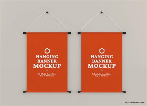 Premium Psd Hanging Wall Banner Flag Mockup