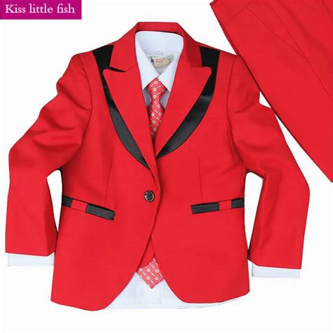 871 Free Shipping Wedding Suits For Boys Boys Red Suits For Boys 5 Sets