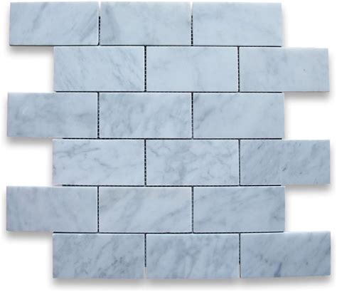 Stone Center Online Carrara White Marble 2x4 Grand Brick Subway Mosaic