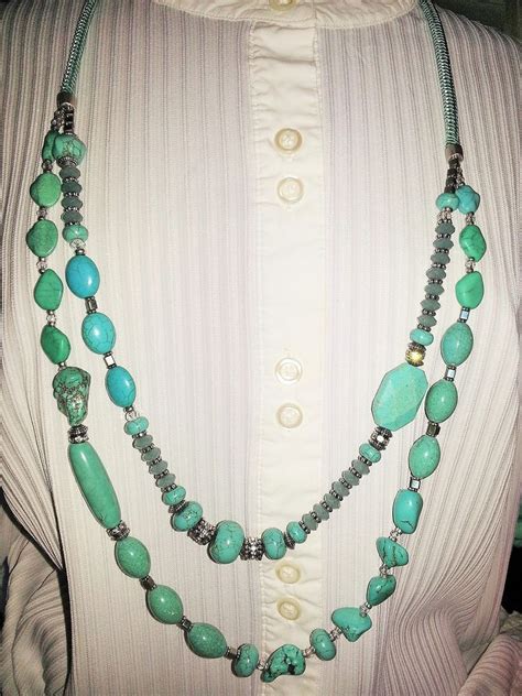 Chico S Aubrey Large Double Strand Faux Glass Turquoise Beaded Rope