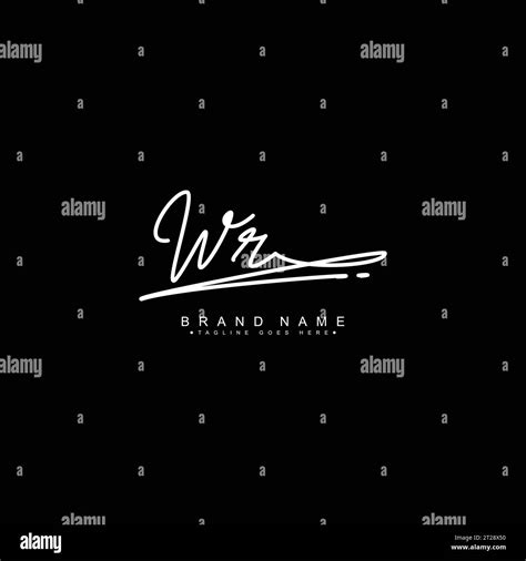 Initial Letter Wr Vector Logo Template In Handwritten Signature Style