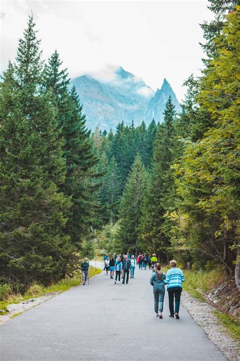 Morske Oko Poland September Group Of People Walking By