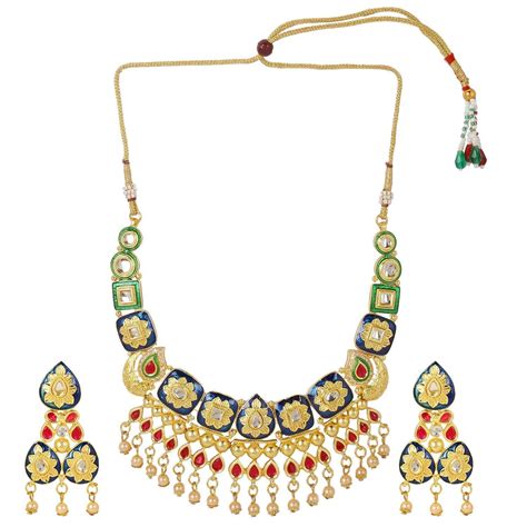 Buy Archi Collection Traditional Multicolour Gold Plated Pearl Silk