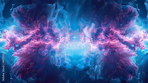 Abstract digital art in blue and pink resembling lightning for a battle ...