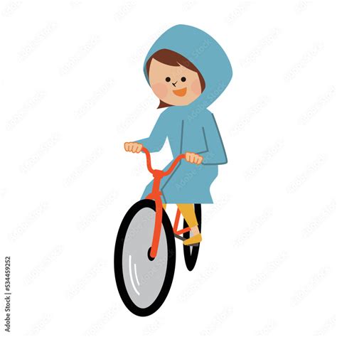 レインコートを着て自転車に乗る女性 Stock Vector Adobe Stock