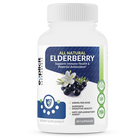 Natural Elderberry Supplement 600mg 60 Capsules