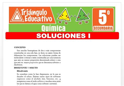 Ejercicios De Soluciones I Para Quinto De Secundaria Fichas Gratis