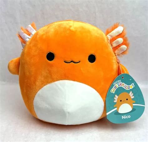 Squishmallow Kellytoy Plush Nico The Orange Axolotl 7 Inch Nwt New Eur