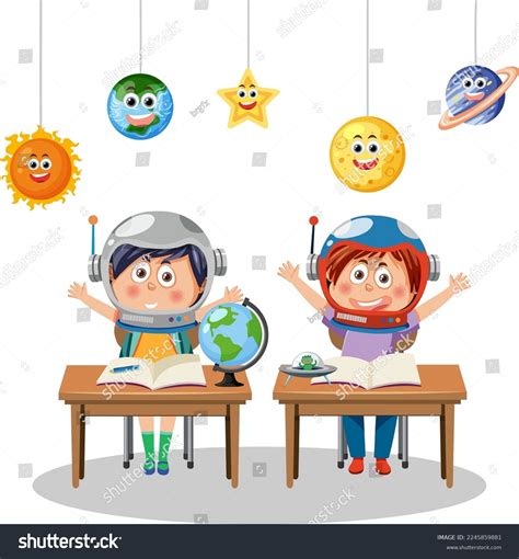 Cartoon Kids Learning Astronomy Illustration Stock Vector (Royalty Free) 2245859881 | Shutterstock