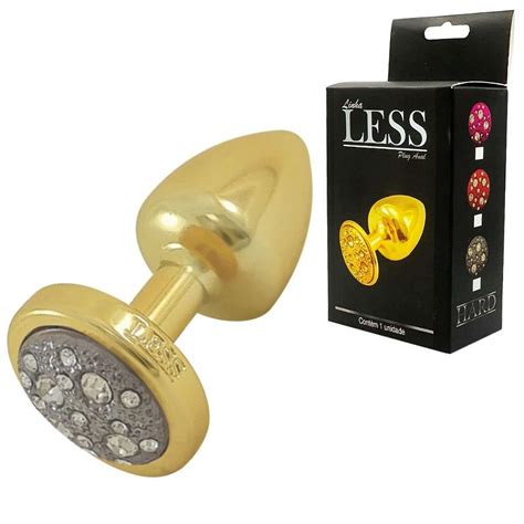 Plug Anal M Dio Abs Dourado J Ias Cravejado X Cm Hard Less