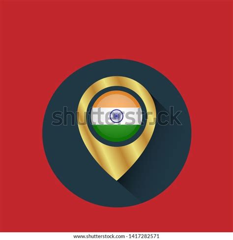 Gold Map Pin India Circle Flag Stock Vector Royalty Free 1417282571