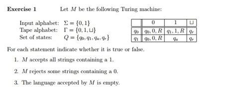 Solved Let M Be The Following Turing Machine For Each Chegg