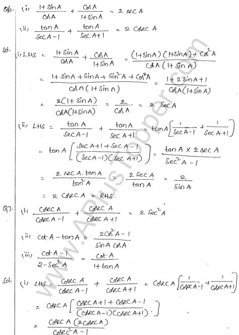 Ml Aggarwal Icse Solutions For Class 10 Maths Chapter 19 Trigonometric