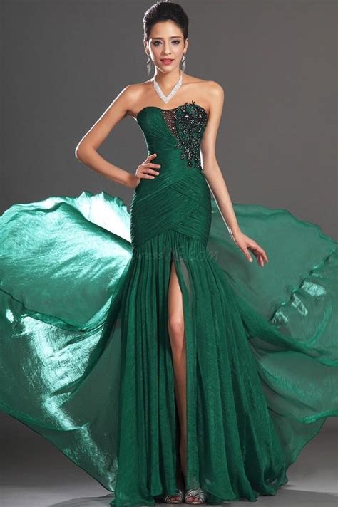 Vestido De Noche Verde Jade Pendant Strapless Evening Dress Prom