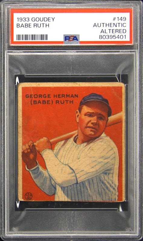 PSA AUTHENTIC 1933 GOUDEY BABE RUTH 149 BIG LEAGUE CHEWING GUM BASEBALL