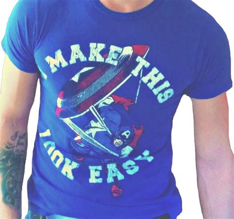 Captain America I Make This Look Easy Blue Adult Men T Shirt Graphic