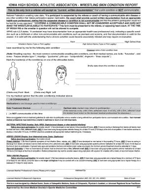 Iowa High School Athletic Association Wrestling Skin Condition Report