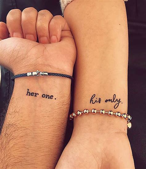 Her One His Only Couple Tattoo Meaningful Matching Tattoo For Couple Temporary Tattoo For