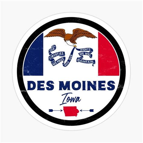 Des Moines Iowa Ia State Flag Badge Sticker By Palmettodigital Sioux