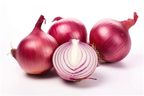 Premium AI Image Fresh Whole And Sliced Red Onion Isolated On White