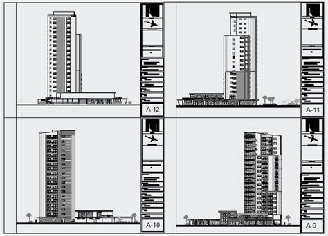 Elevation Design Of High Rise Residential Building Design Drawing Cadbull