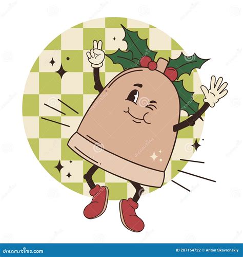 Cartoon Trippy Jingle Bell Jump On One Leg Stock Illustration