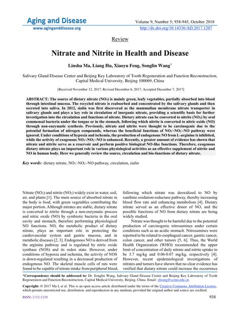 (PDF) Nitrate and Nitrite in Health and Disease